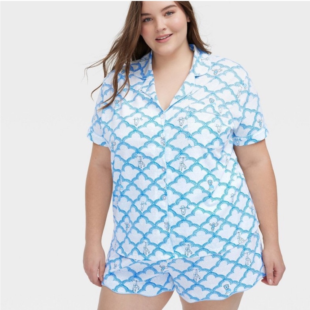 New Roller Rabbit x Target Geo Trellis Monkey Short Sleeve Shirt & Shorts PJ Set
